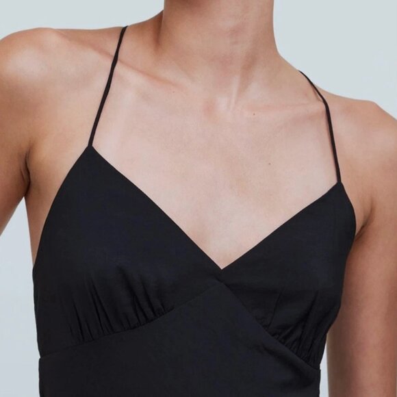 Madewell NWT Black Layton Midi Slip Dress, Size 10 - Picture 4 of 7